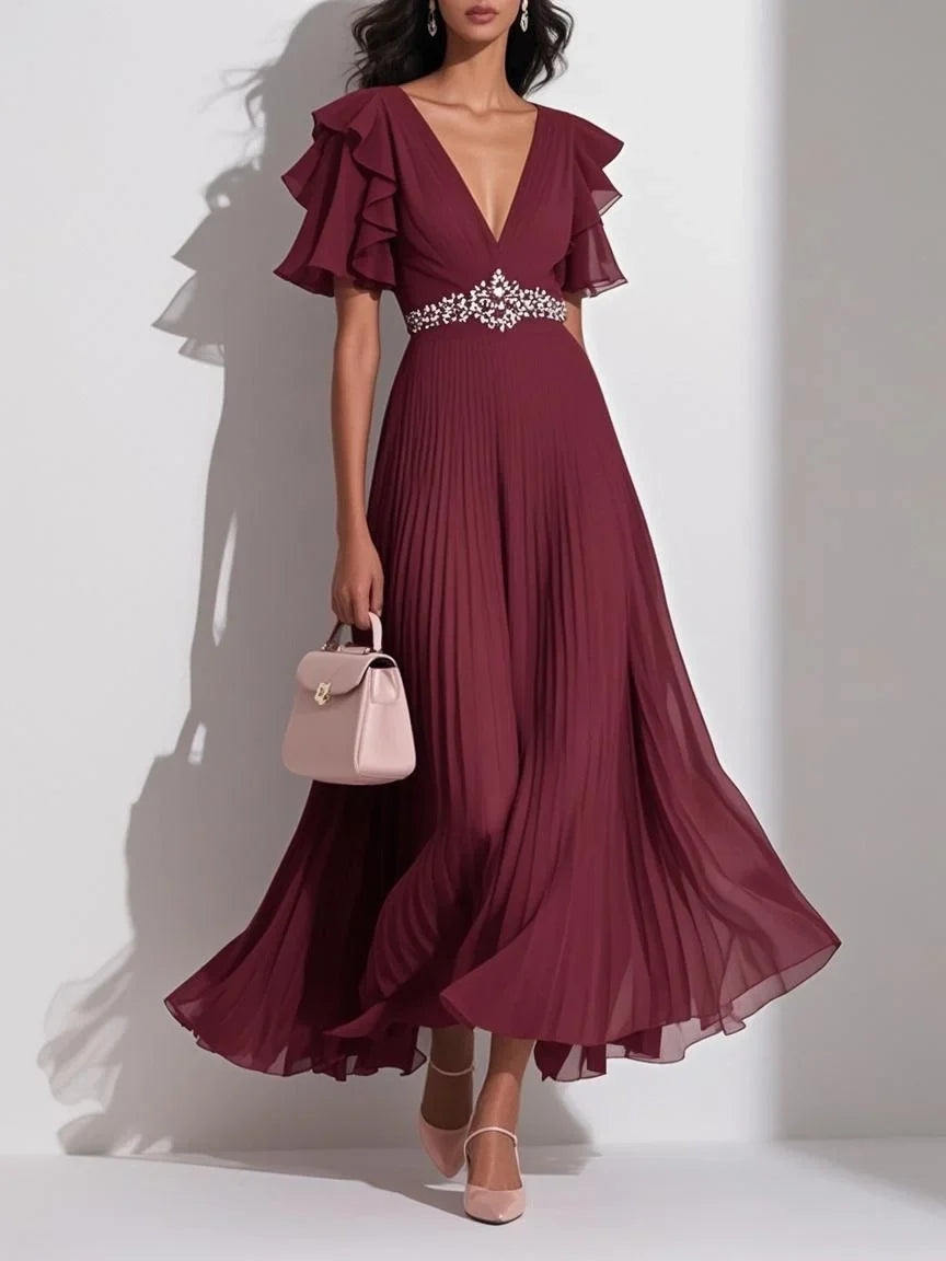 Special Occasion Sophisticated Graceful Elegant Blush Pink A-Line Short Sleeve Short Prom Dress