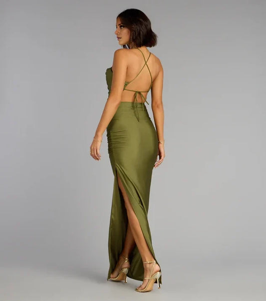 Elegant Sheath Classic-Neck Sleeveless Open-Back Mini-Length Prom Formal Dress
