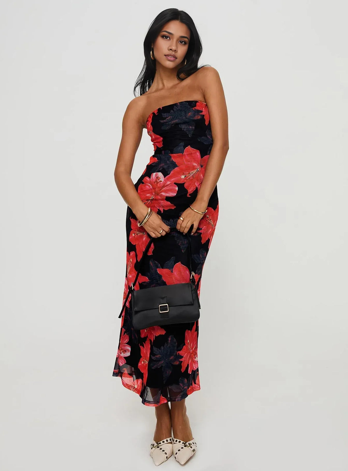 Special Occasion Sophisticated Graceful Stylish Elegant Black Sheath Strapless Sleeveless Tea-Length Prom Dress