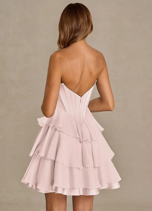 Elegant Pink Lace A-Line Classic-Neck Sleeveless Classic-Back Floor-Length Homecoming Dress