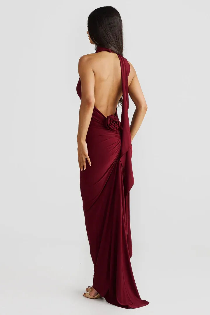 Sophisticated Graceful Stylish Refined Beautiful Timeless Elegant Burgundy Sleeveless Floor-Length Prom Dress