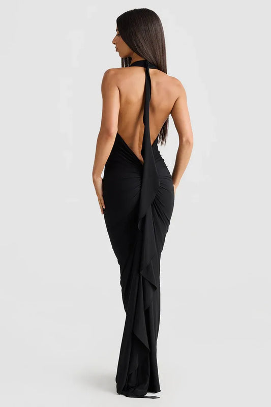 Refined Beautiful Timeless Special Occasion Sophisticated Elegant Black Sleeveless Floor-Length Prom Dress