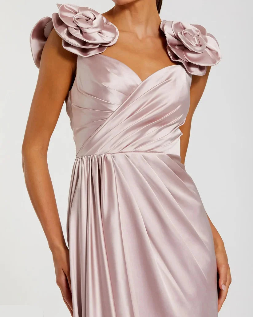 Graceful Stylish Refined Beautiful Elegant Red Satin A-Line Sleeveless Floor-Length Prom Dress