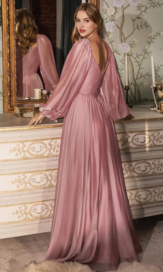Elegant Pink A-Line Sweetheart Classic-Sleeve Classic-Back Floor-Length Evening Dress
