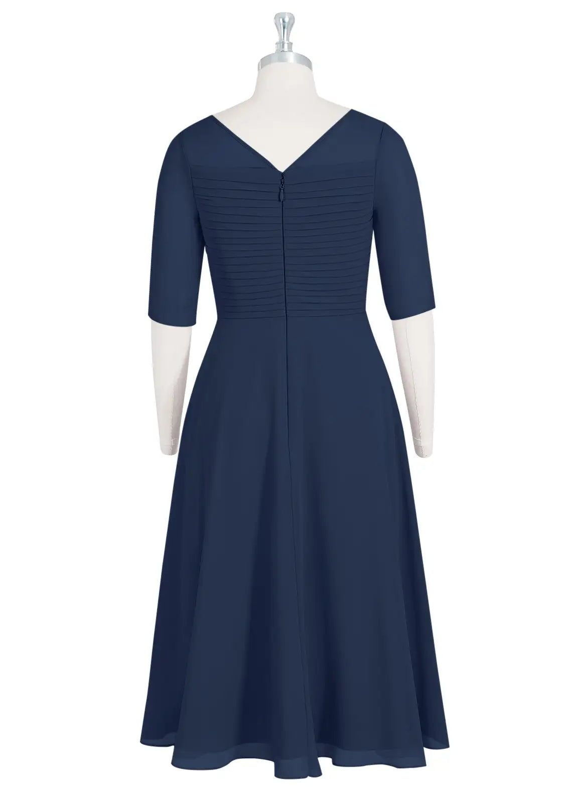 Special Occasion Elegant Chiffon A-Line Short Sleeve Tea-Length Mother of the Bride Dress