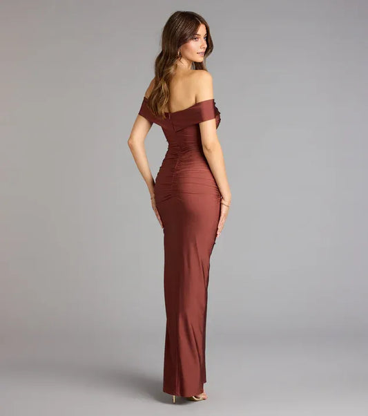 Elegant Slit Sheath Sweetheart Short-Sleeve Classic-Back Floor-Length Prom Dress