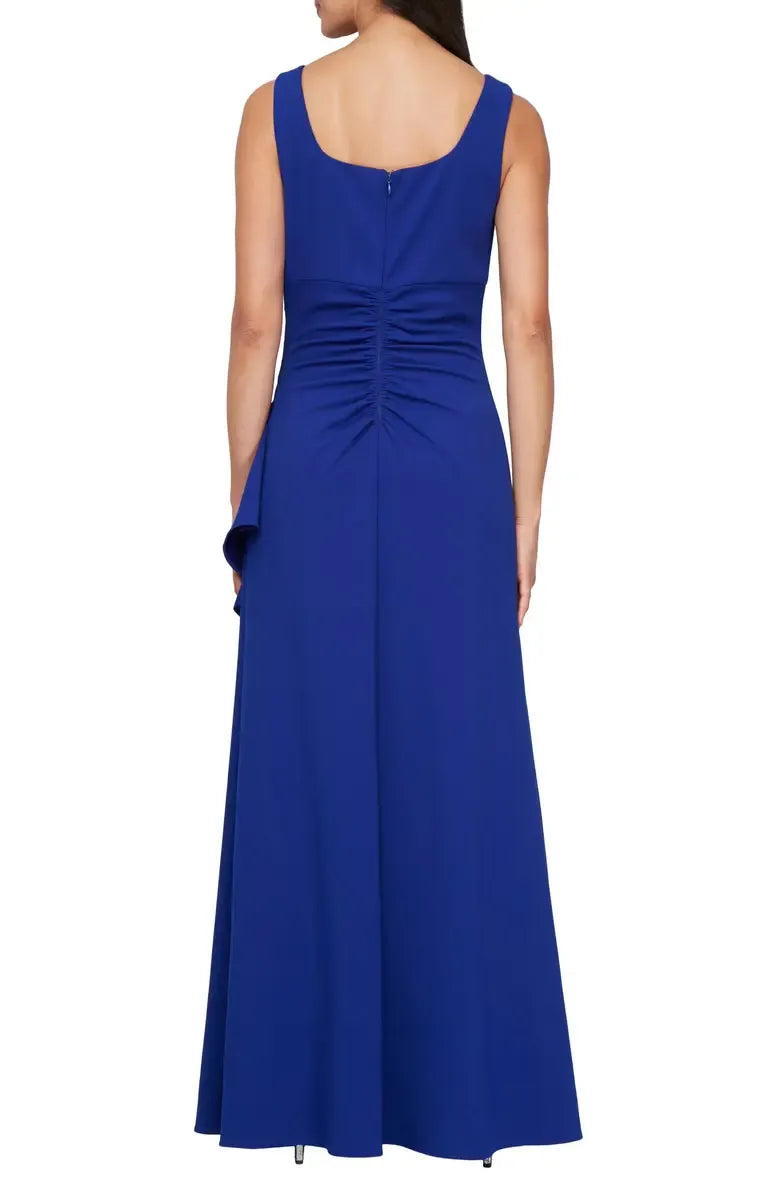 Graceful Elegant Royal Blue Short Sleeve Floor-Length Mother of the Bride Dress