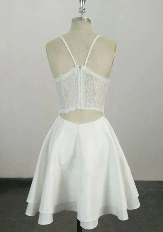 Luxurious White A-Line V-Neck Sleeveless Classic-Back Floor-Length Homecoming Dress
