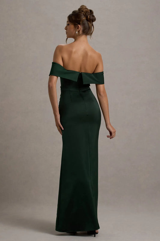 Luxurious Green A-Line Classic-Neck Classic-Sleeve Classic-Back Floor-Length Prom Dress