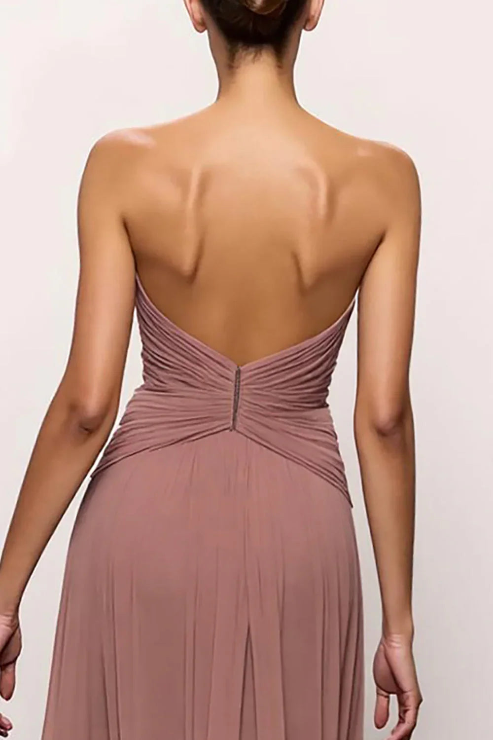Refined Beautiful Timeless Chic Elegant Dusty Rose Mermaid Strapless Sleeveless Prom Dress