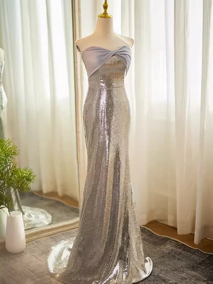 Stylish Refined Beautiful Timeless Chic Elegant Lace Mermaid Strapless Sleeveless Party Dress
