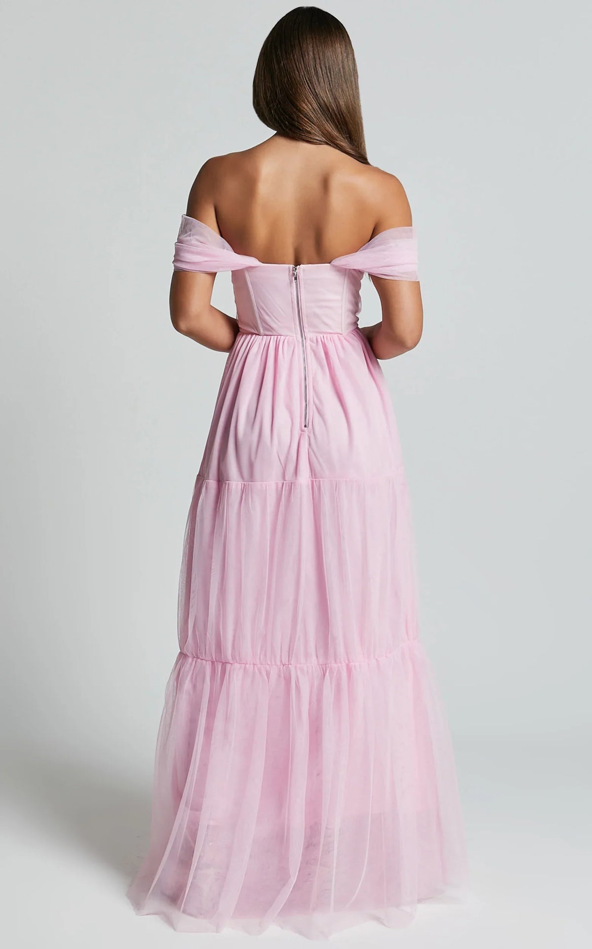 Refined Beautiful Timeless Chic Elegant Pink Tulle A-Line Sleeveless Floor-Length Evening Dress