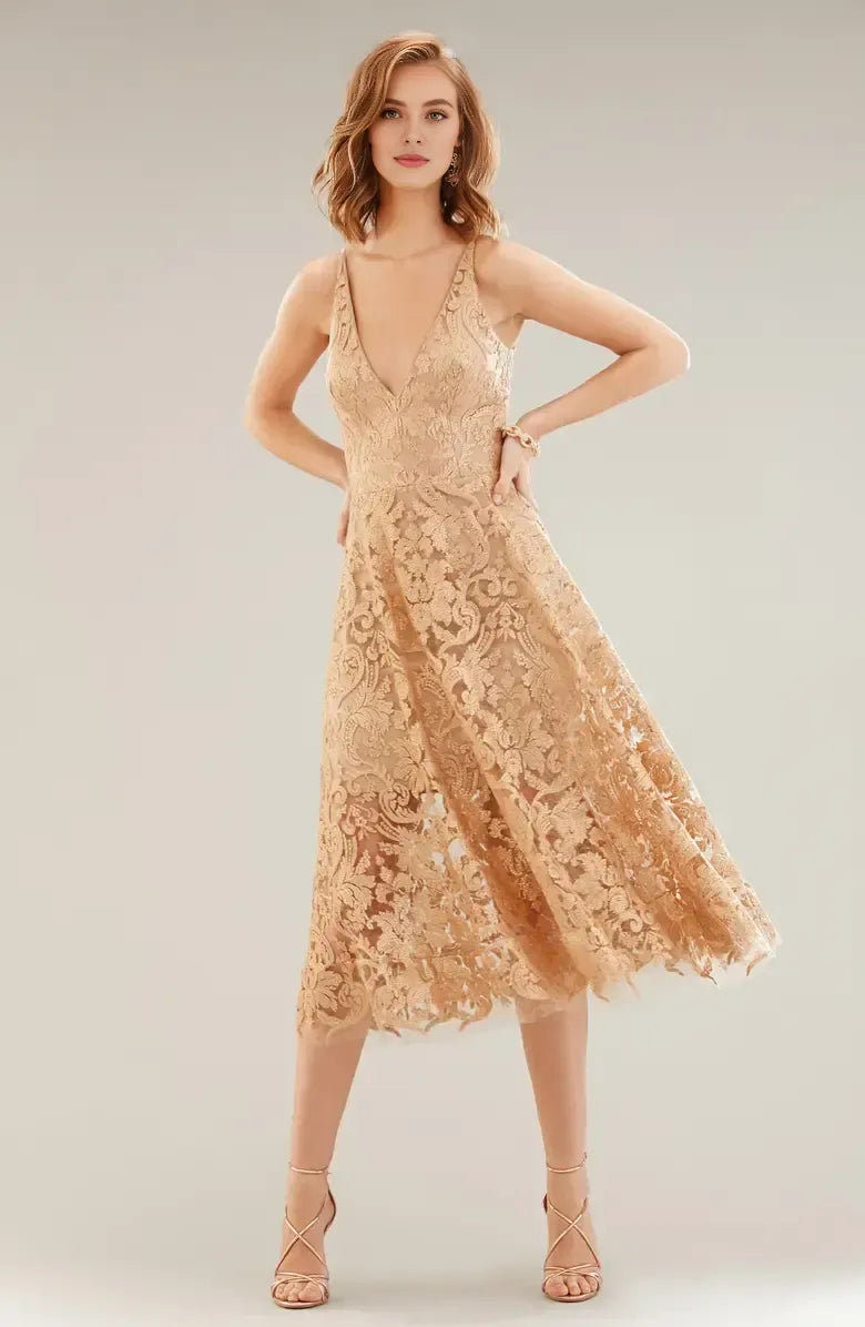 Sophisticated Graceful Stylish Refined Elegant Burgundy Sequins A-Line Sleeveless Tea-Length Prom Dress