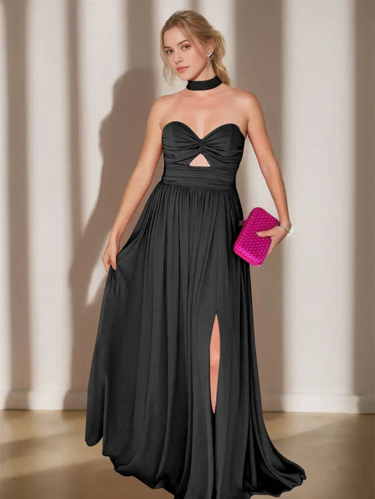 Elegant Red A-Line Sweetheart Sleeveless Classic-Back Floor-Length Prom Dress