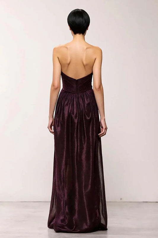 Elegant Red Sheath Strapless Classic-Sleeve Classic-Back Floor-Length Evening Dress
