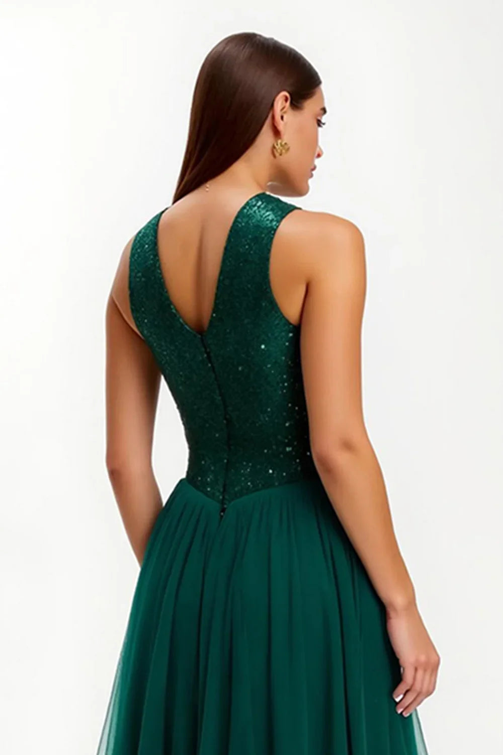 Beautiful Timeless Special Occasion Sophisticated Graceful Elegant Sequins A-Line Sleeveless Prom Dress