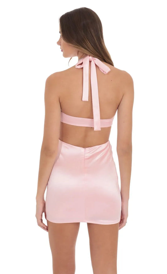 Luxurious Pink A-Line Classic-Neck Classic-Sleeve Classic-Back Floor-Length Homecoming Dress