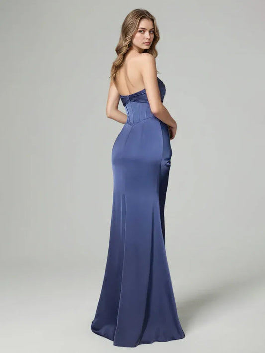 Elegant Red Lace Mermaid Sweetheart Classic-Sleeve Classic-Back Floor-Length Prom Dress