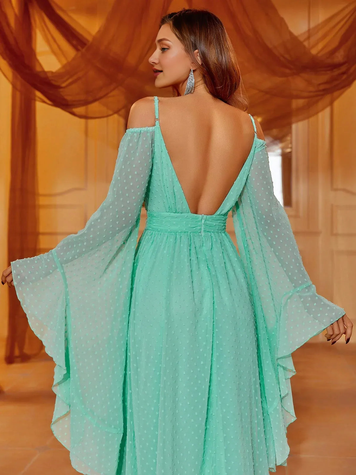 Special Occasion Sophisticated Graceful Stylish Refined Elegant Green Chiffon A-Line Floor-Length Prom Dress
