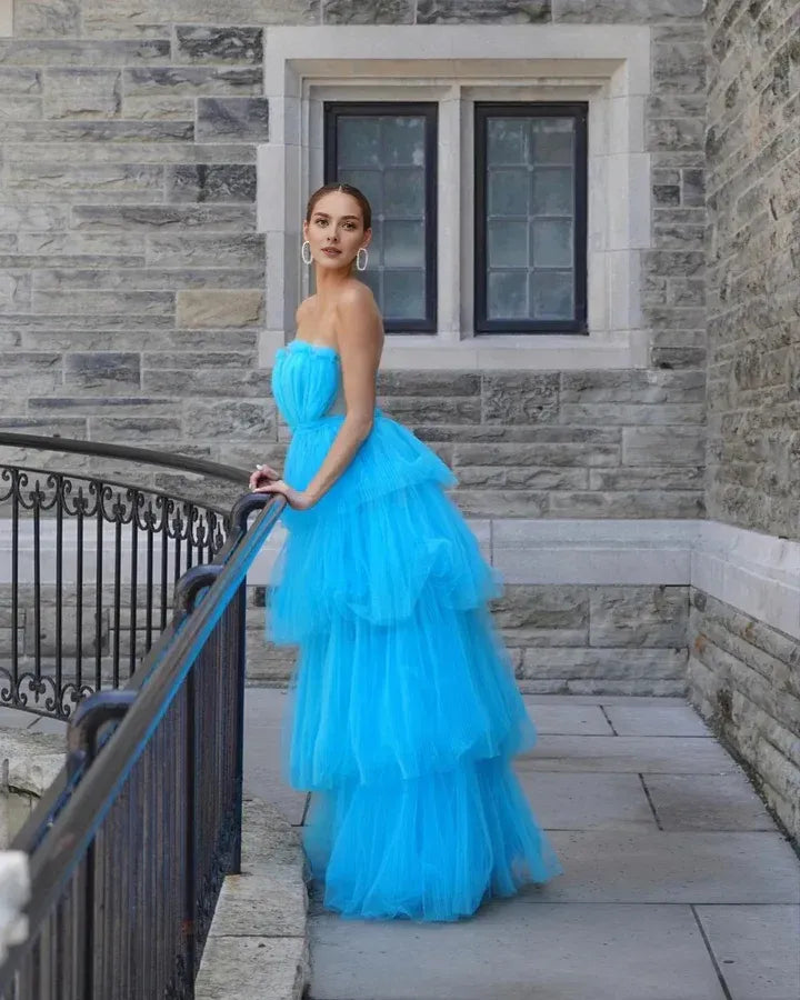 Special Occasion Sophisticated Graceful Elegant Red Tulle A-Line Sleeveless Floor-Length Prom Dress