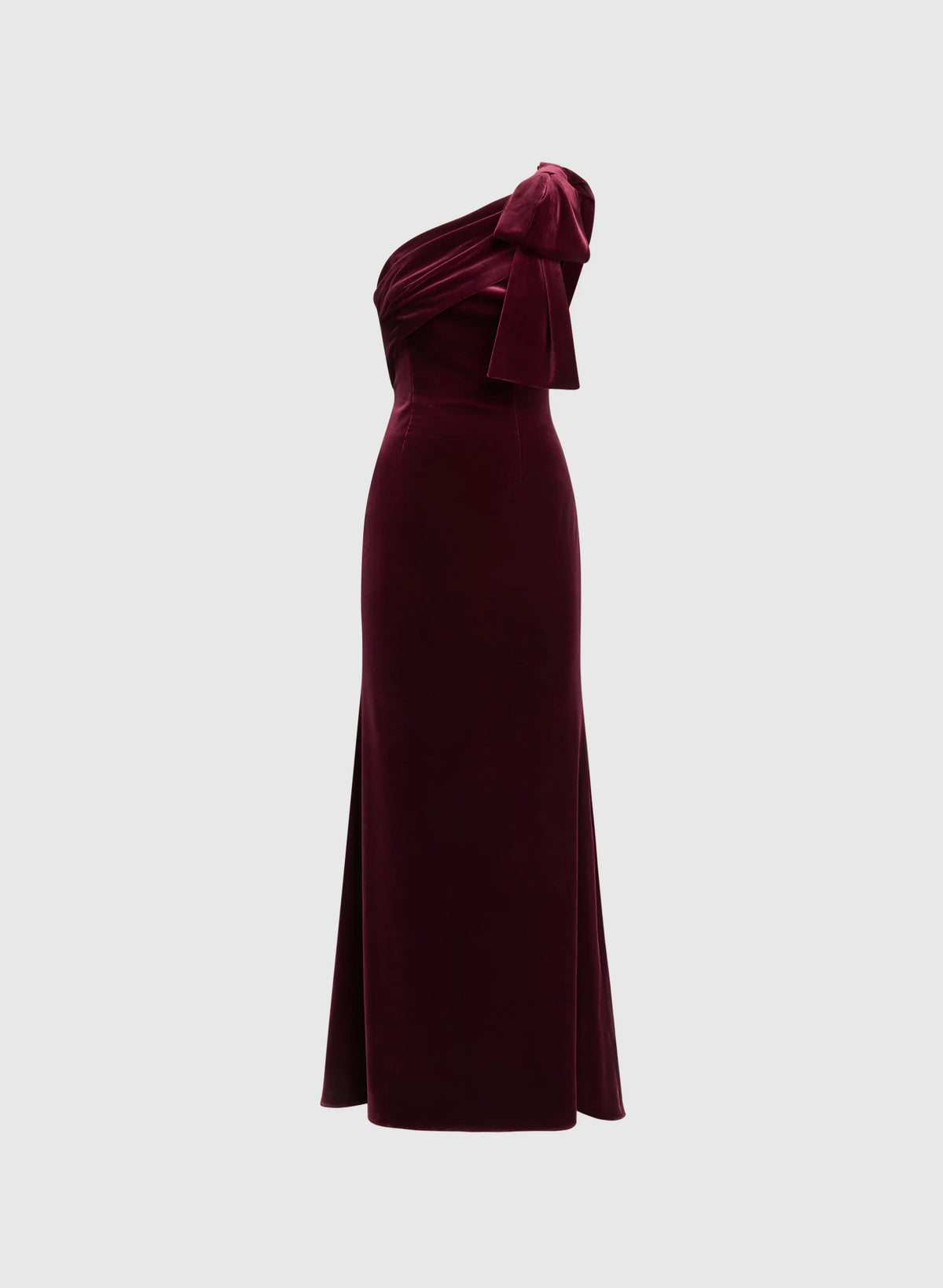 Sophisticated Graceful Stylish Elegant Burgundy Velvet Mermaid One-Shoulder Sleeveless Floor-Length Prom Dress
