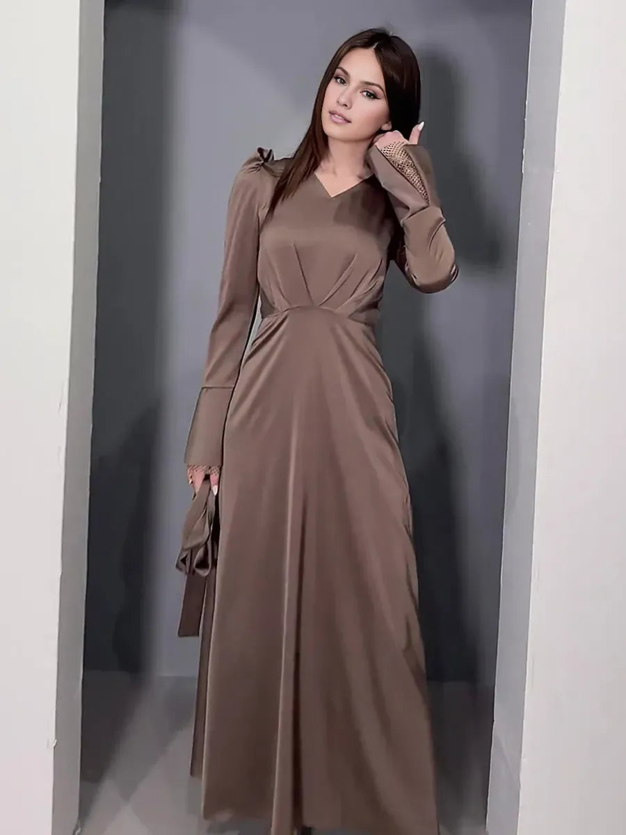 Graceful Stylish Refined Beautiful Timeless Chic Elegant A-Line V-Neck Pleated Prom Dress
