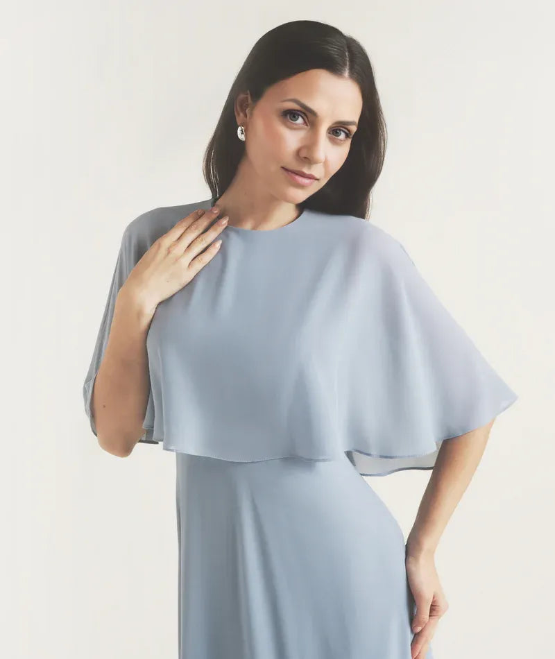 Sophisticated Graceful Stylish Elegant Chiffon A-Line Tea-Length Mother of the Bride Dress