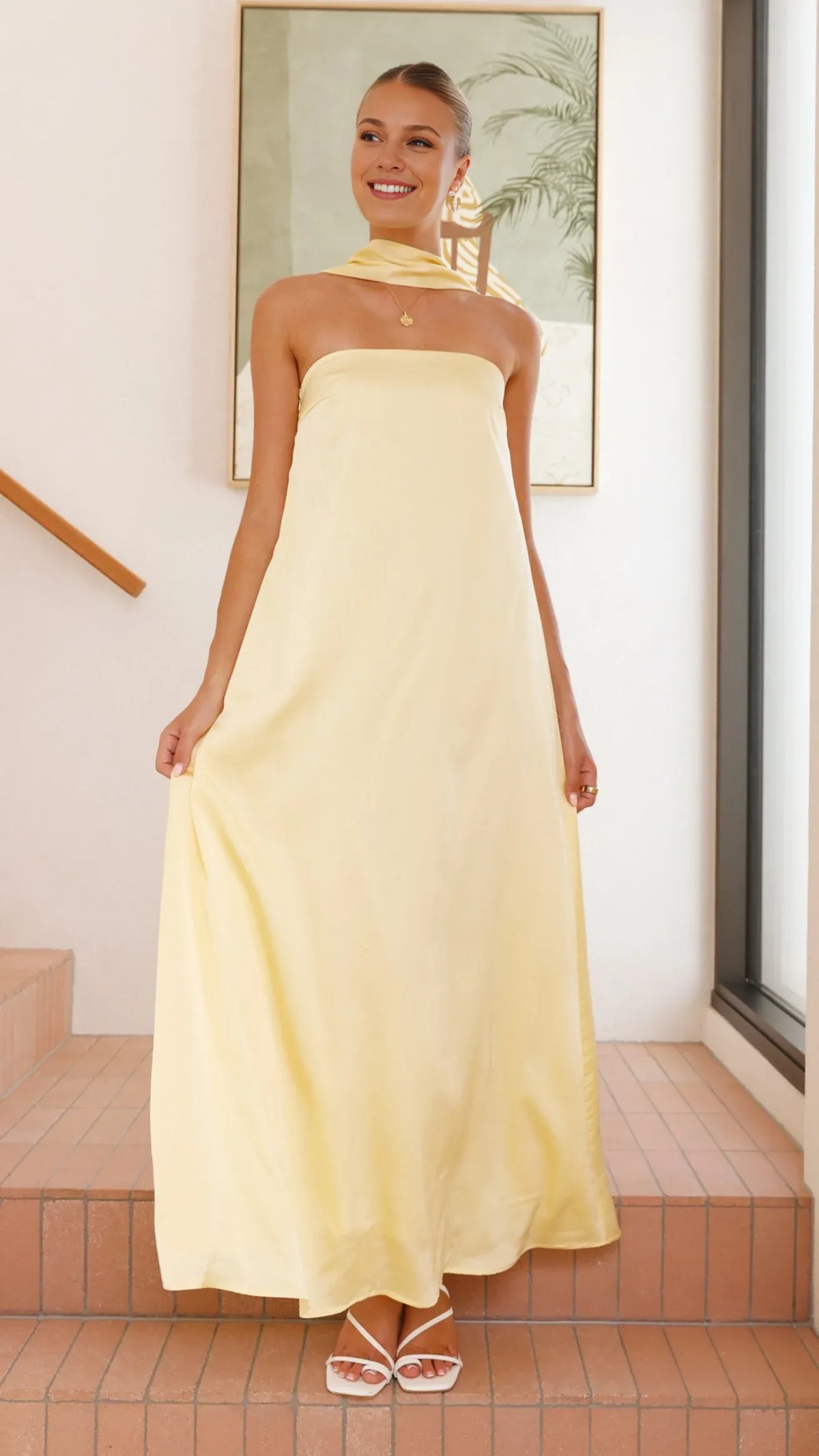 Timeless Special Occasion Sophisticated Elegant Yellow Satin Strapless Sleeveless Mini Prom Dress