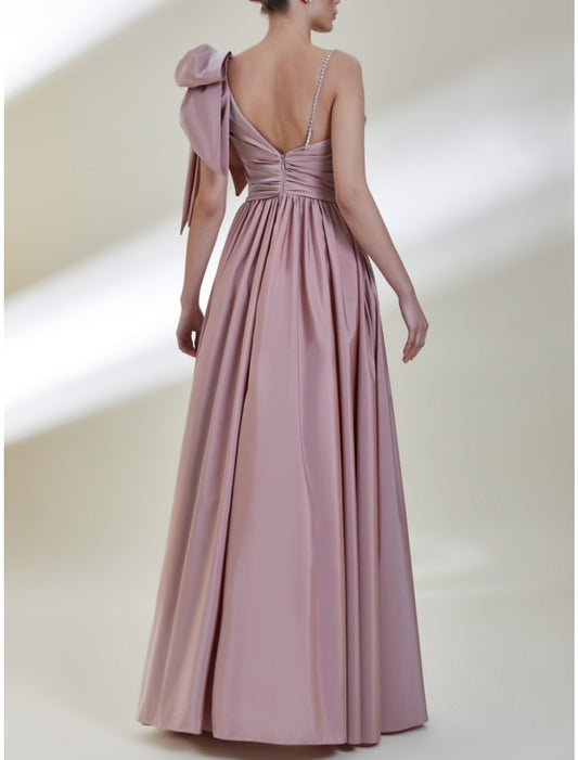 Luxurious Red Pleated A-Line Classic-Neck Sleeveless Classic-Back Floor-Length Prom Dress