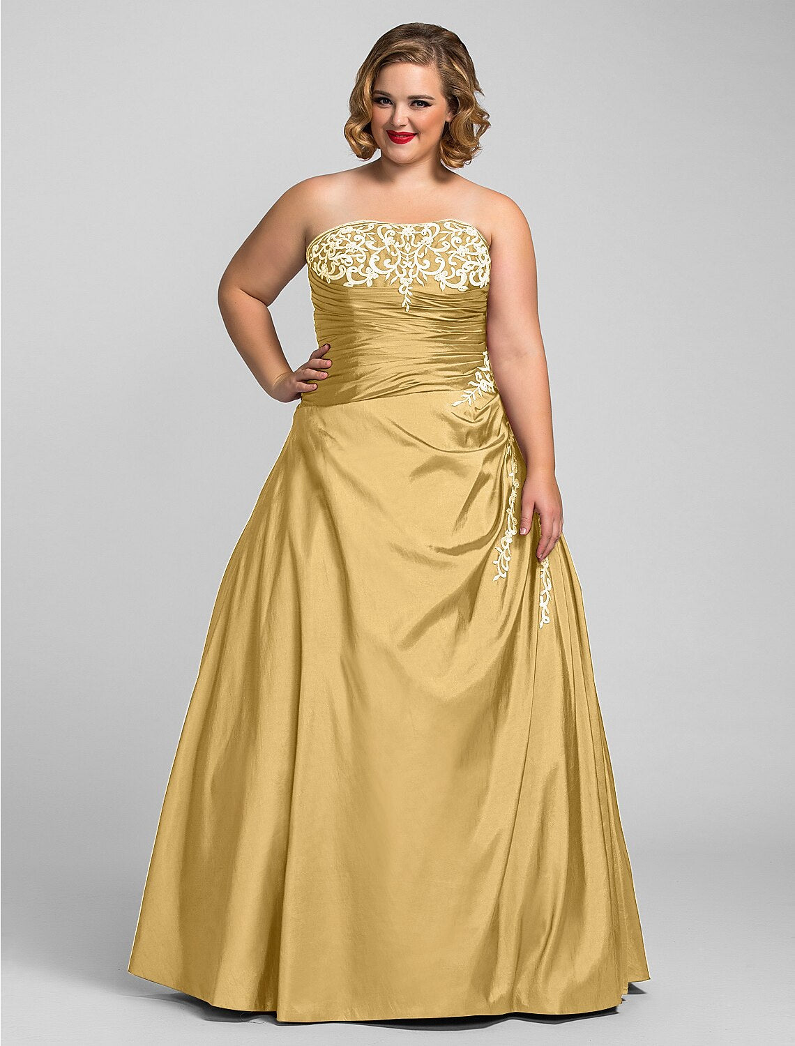 Elegant Red Ball-Gown Strapless Sleeveless Classic-Back Floor-Length Prom Dress