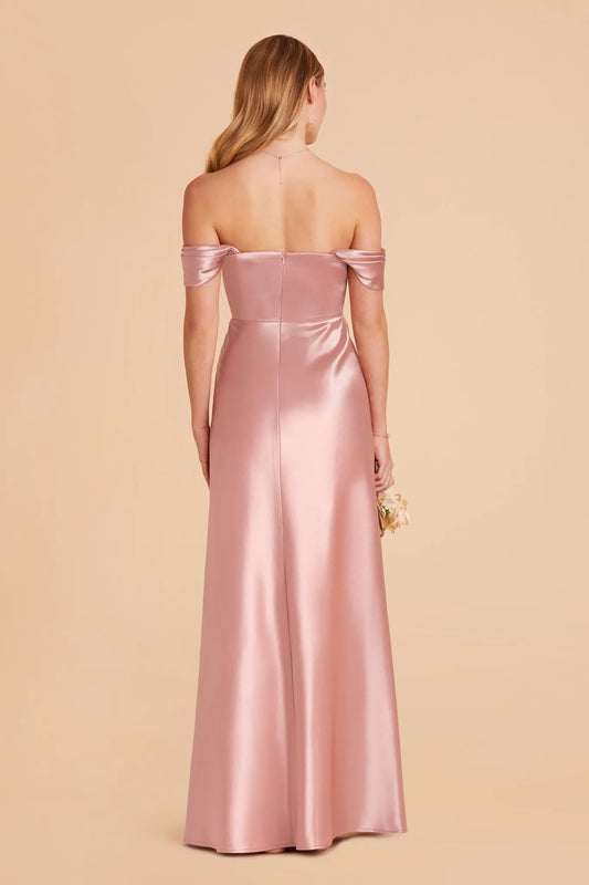 Luxurious Pink Slit A-Line Classic-Neck Classic-Sleeve Classic-Back Floor-Length Prom Dress