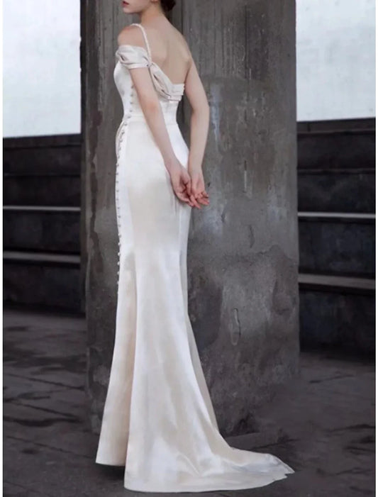 Luxurious Red Slit A-Line One-Shoulder Cap-Sleeve Classic-Back Floor-Length Wedding Dress
