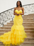 Trumpet/Mermaid Layers Sweetheart Sleeveless Sweep/Brush Train Dresses