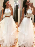 A-Line/Princess Sleeveless Halter Floor-Length Beading Dresses