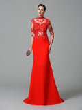 Trumpet/Mermaid High Neck Applique Long Sleeves Long Dresses