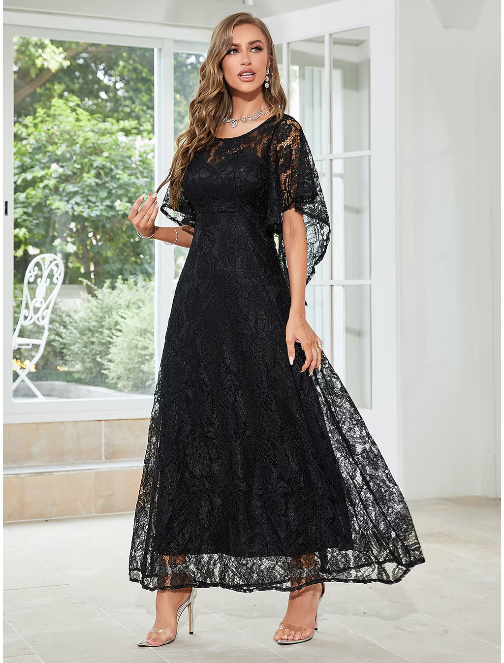 Wedding Guest Dresses Elegant Dress Party Wear Ankle Length Half Sleeve with Ruffles Appliques Mother of the Bride Dresses
