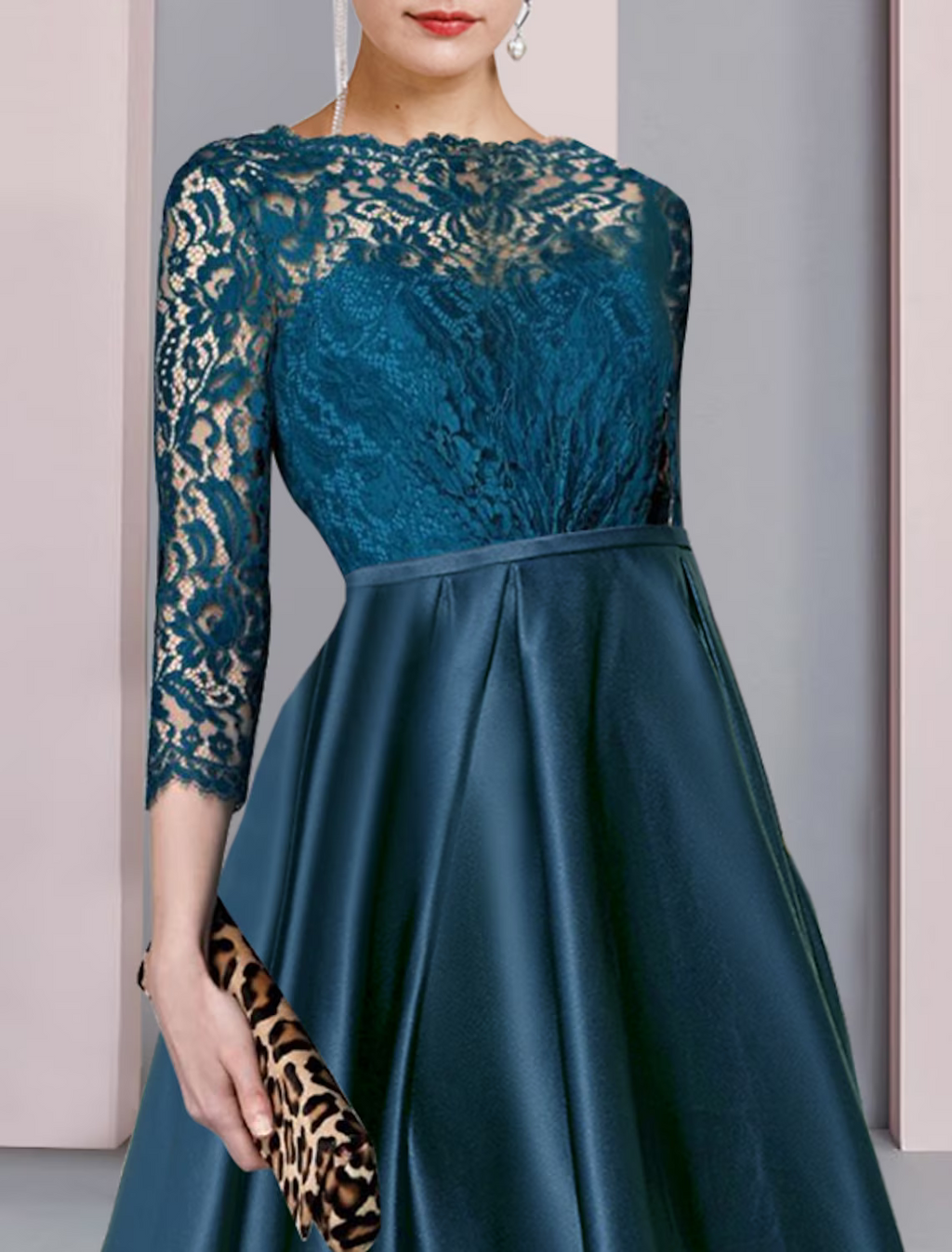 Mother of the Bride Dress Formal Wedding Guest Elegant High Low Scoop Neck Asymmetrical Half Sleeve with Pleats