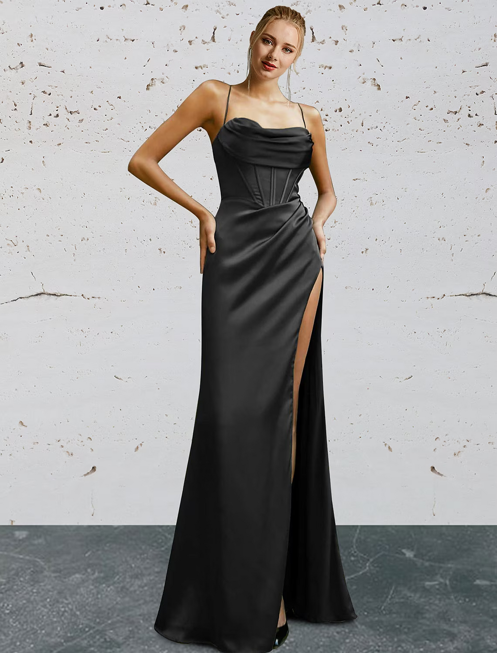 Vintage Dress Prom Floor Length Sleeveless Sweetheart Charmeuse Backless with Slit