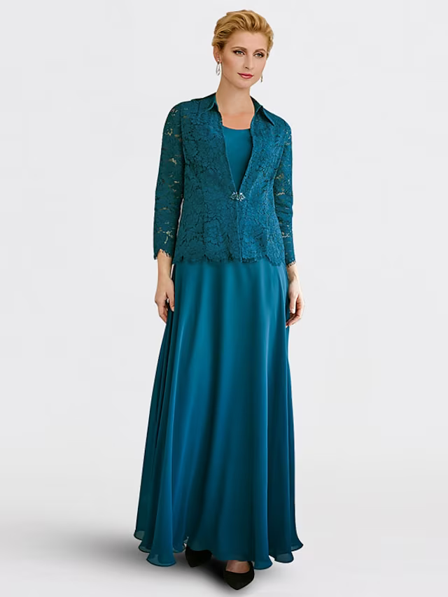 Mother of the Bride Dress Plus Size Elegant Jewel Neck Floor Length Sleeveless