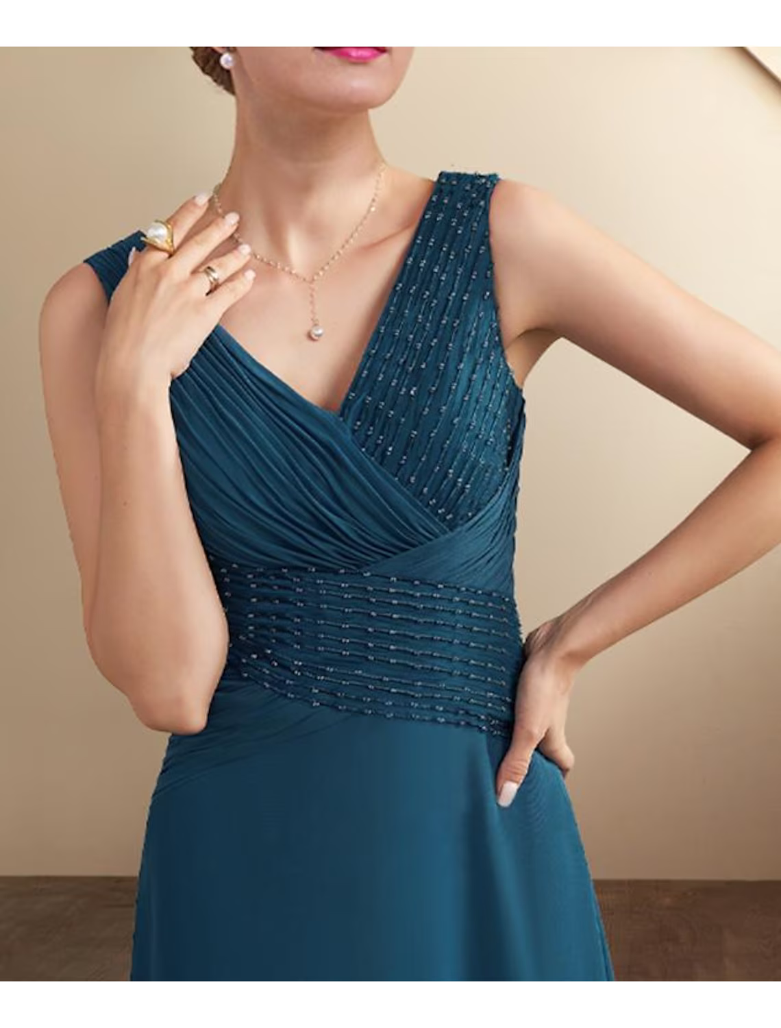 Mother of the Bride Dress Elegant High Low V Neck Asymmetrical Sleeveless Wrap Included with Beading Cascading Ruffles Side-Draped