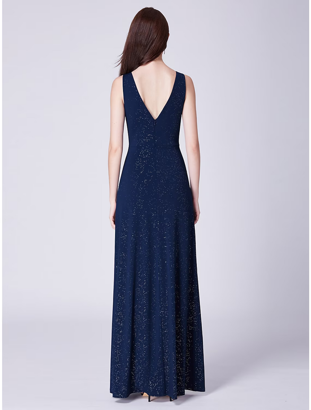 Formal Evening Dress V Neck Sleeveless Floor Length Blend with Draping