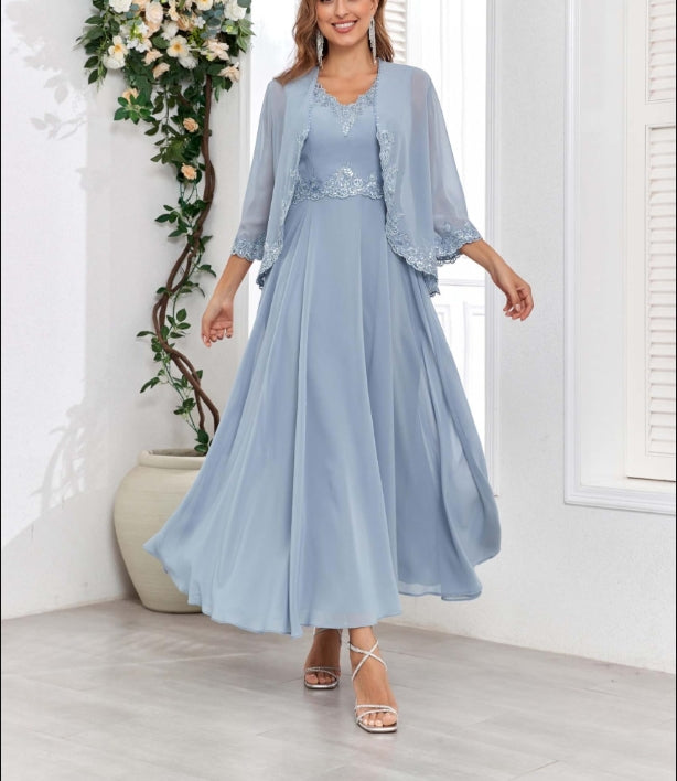 Mother of the Bride or Groom Dresses Two Pieces Jacket Sequins Formal Dress Wedding Guests Dresses