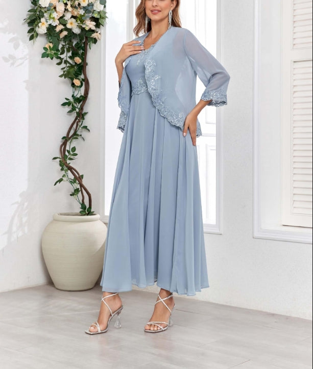 Mother of the Bride or Groom Dresses Two Pieces Jacket Sequins Formal Dress Wedding Guests Dresses