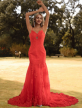Cut Out Sexy Engagement Formal Evening Dress Spaghetti Strap Sleeveless Court Train with Pleats