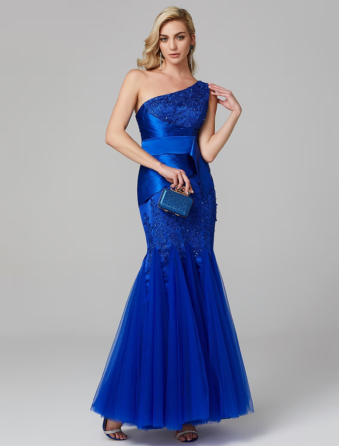 Holiday Floor Length Sleeveless One Shoulder Over