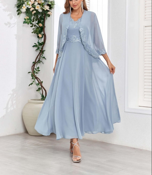 Mother of the Bride or Groom Dresses Two Pieces Jacket Sequins Formal Dress Wedding Guests Dresses