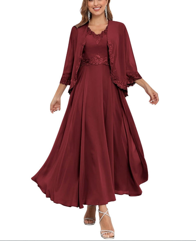 Mother of the Bride or Groom Dresses Two Pieces Jacket Sequins Formal Dress Wedding Guests Dresses