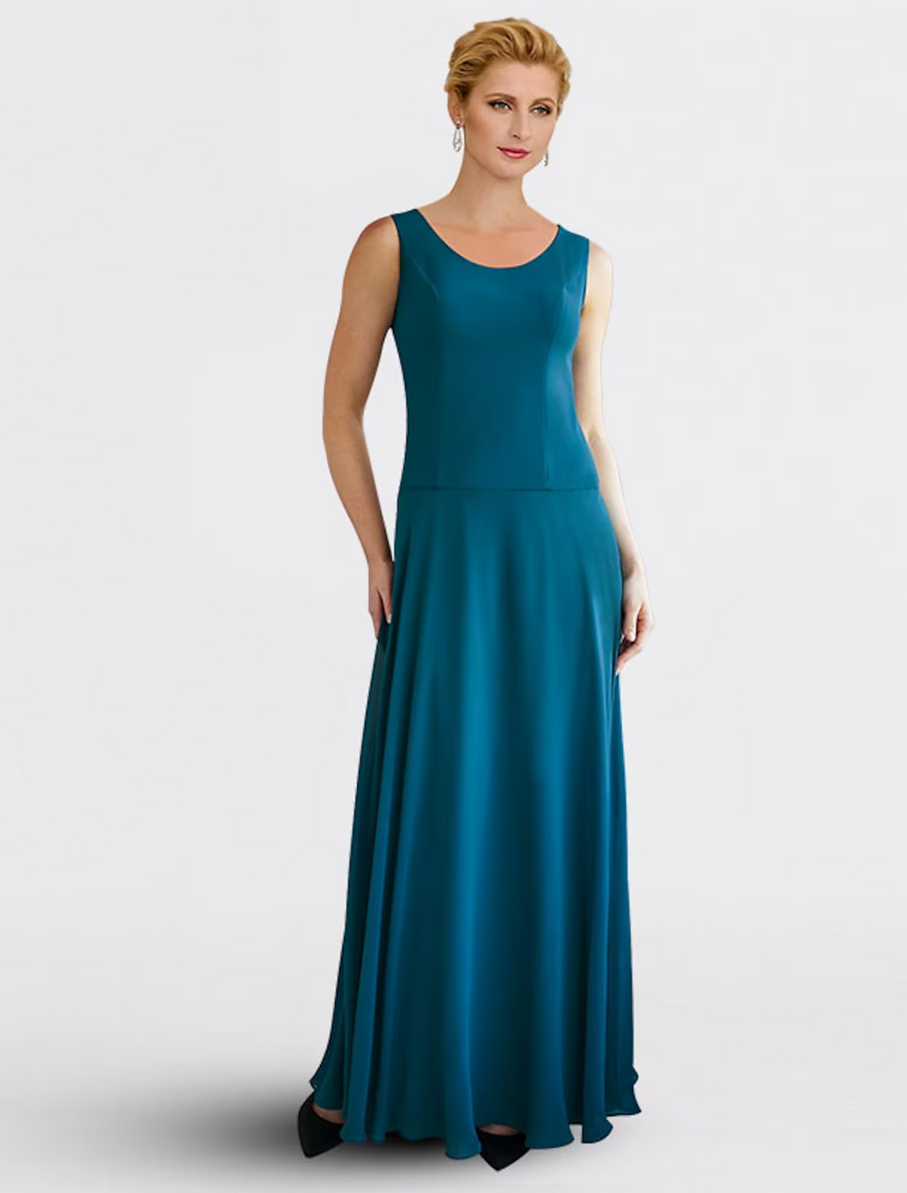 Mother of the Bride Dress Plus Size Elegant Jewel Neck Floor Length Sleeveless