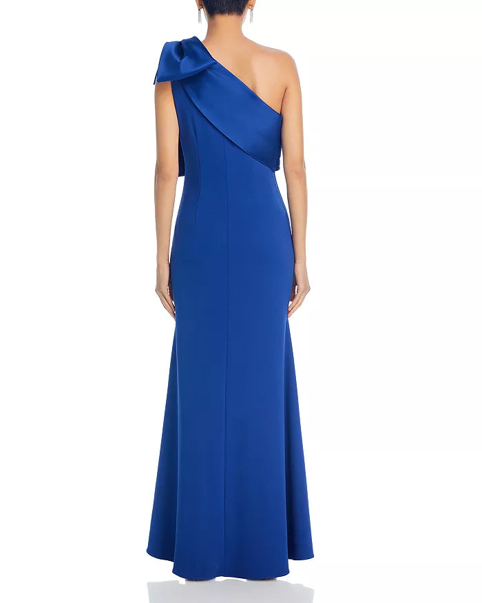 Royal Blue One-Shoulder Oversized Bow Mermaid Floor-Length Evening Dress
