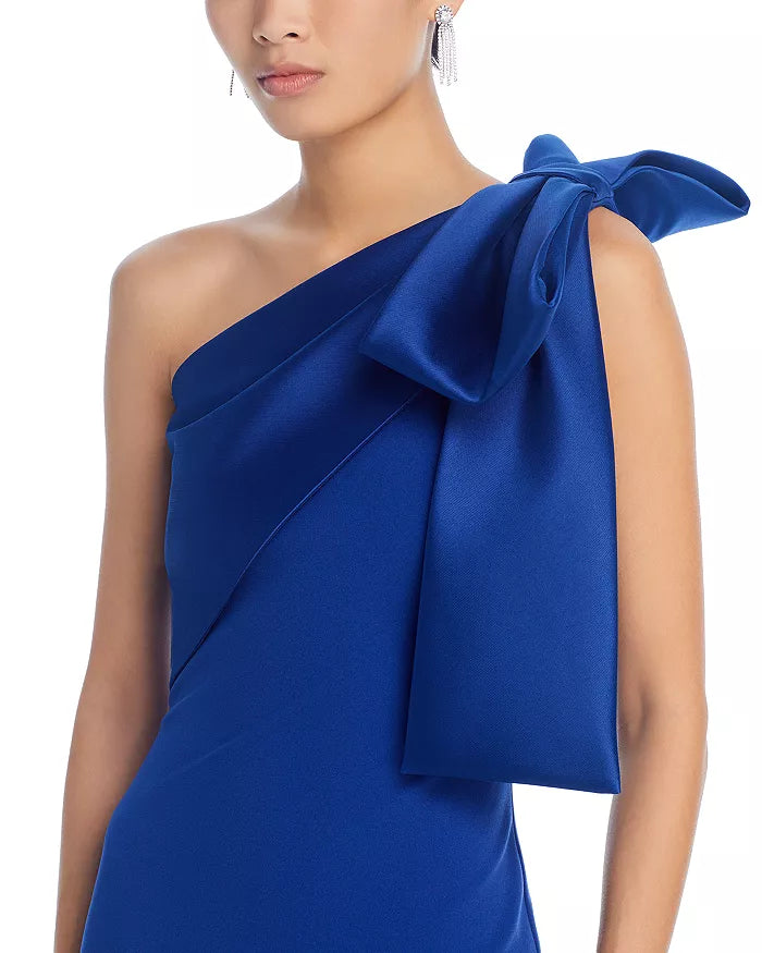 Royal Blue One-Shoulder Oversized Bow Mermaid Floor-Length Evening Dress